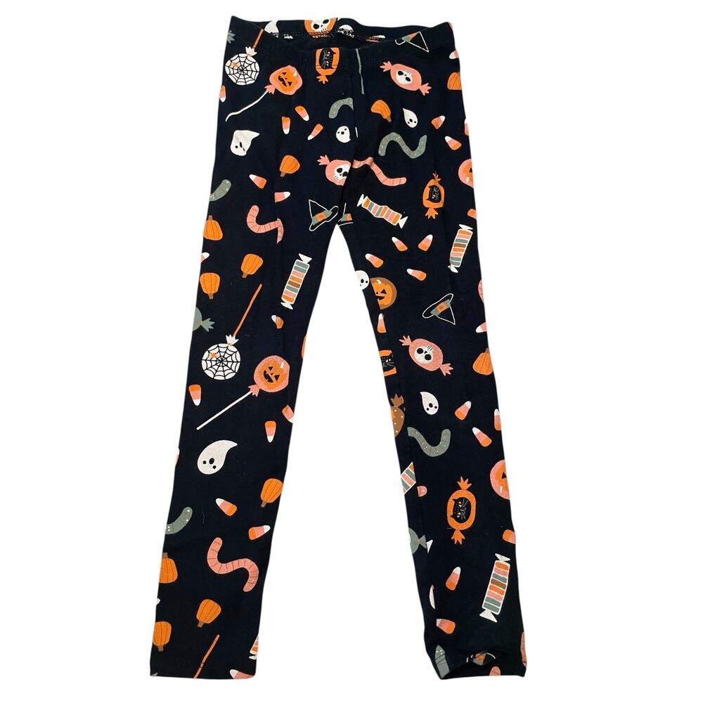 EUC Cat & Jack Girl 5T Halloween‎ Leggings Black w/ Candy Ghosts Cake Pop